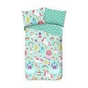 Piparmētru zaļa vienguļamā kokvilnas bērnu gultas veļa 140x200 cm Fantastic – Good Morning