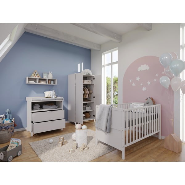 Krēmkrāsas bērnu drēbju skapis 89x180x54 cm Alkmaar – Germania-image-4