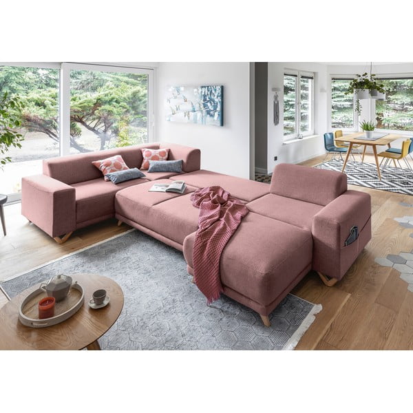 Rozā salokāms/ar uzglabāšanas vietu stūra dīvāns (ar kreiso stūri/U veida) Classy Sophie – Miuform-image-4