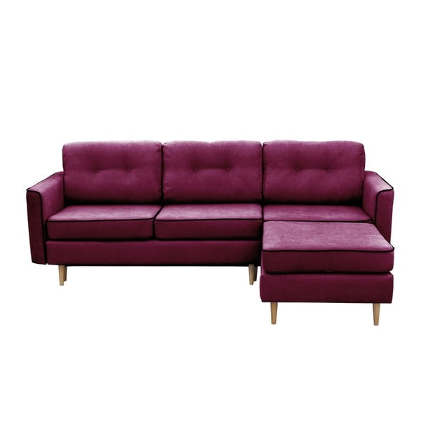 Violets trīsvietīgs izlaižams dīvāns ar gaišām kājām Mazzini Sofas Ladybird, labais stūris