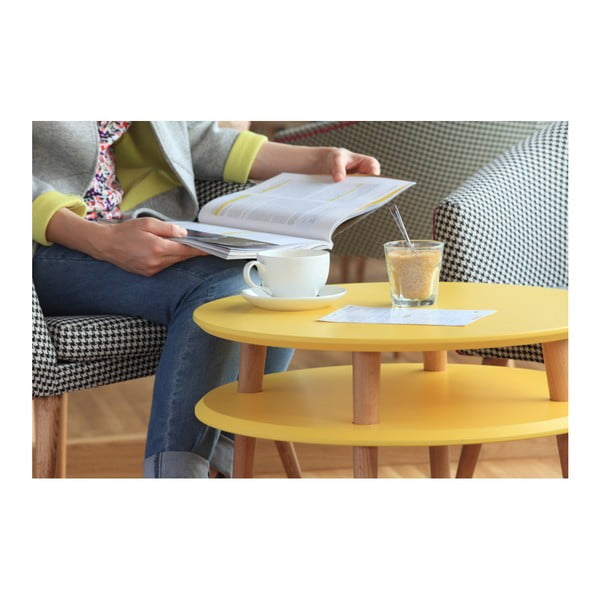 Tumši pelēks kafijas galdiņš ar dabīgām kājām Ragaba UFO, Ø 70 cm-image-1