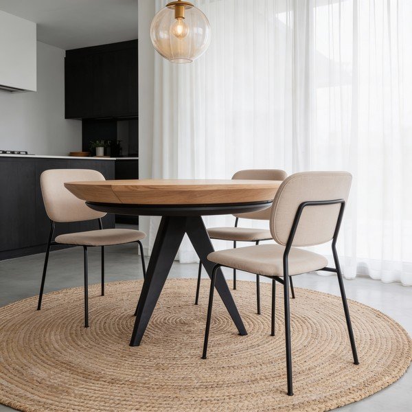 Apaļš izvelkams ēdamgalds ar papildu galda virsmu ar ozolkoka imitācijas galda virsmu ø 120 cm Magnus – Windsor & Co Sofas-image-1