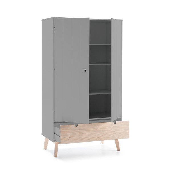 Pelēks bērnu skapis ar priedes koka kājām Marckeric Kiara-image-3