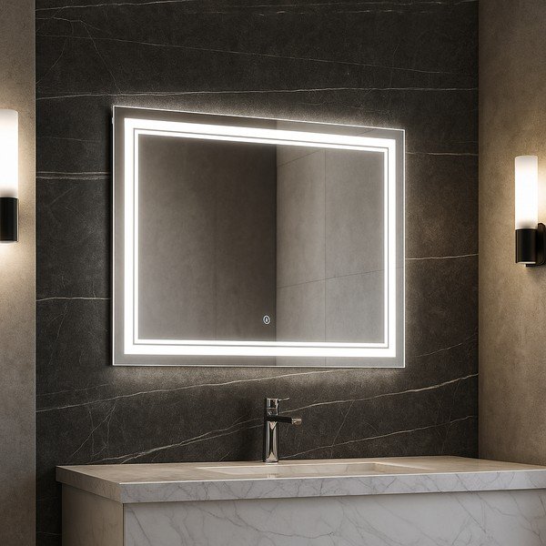 Sienas spogulis ar gaismu 90x70 cm Zenith – Bonami Essentials-image-1