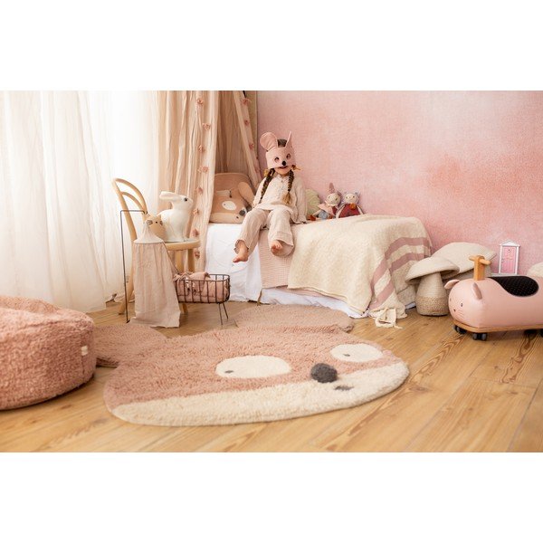 Gaiši brūns mazgājams/ar rokām darināts vilnas bērnu paklājs 120x120 cm Miss Mighty Mouse – Lorena Canals-image-4