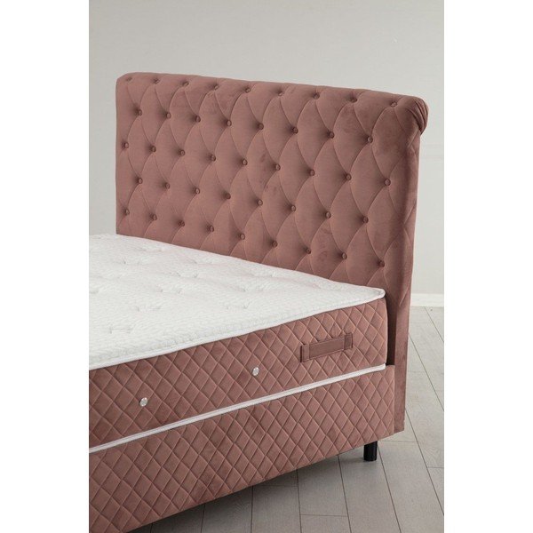 Rozā atsperu gulta ar veļas kasti 140x200 cm Sonata – Kalune Design-image-3