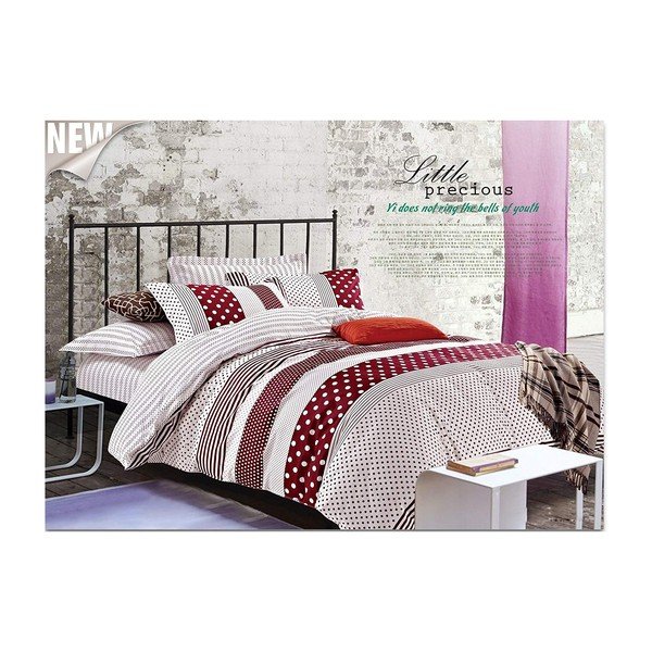 Divpusēja kokvilnas gultasveļa DecoKing Diamond Red Velvet, 200 x 200 cm-image-1