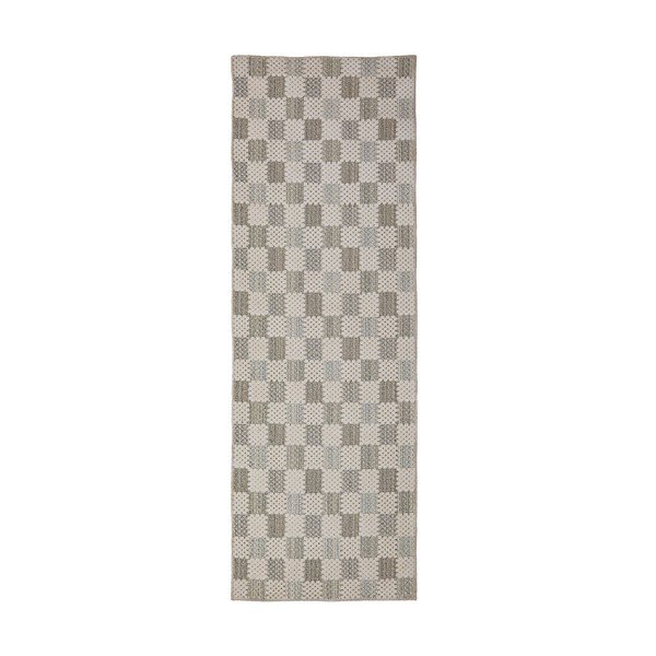 Zaļš mazgājams celiņa paklājs no kokvilnas maisījuma 80x230 cm Muted Checkerboard – Flair Rugs