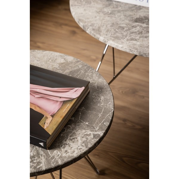 Pelēks marmora apaļš žurnālgaldiņš ø 80 cm Prunus – Actona-image-2