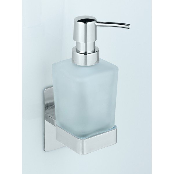 Spīdīgas sudraba krāsas stikla pašlīmējošs ziepju dozators 200 ml Genova – Wenko-image-1