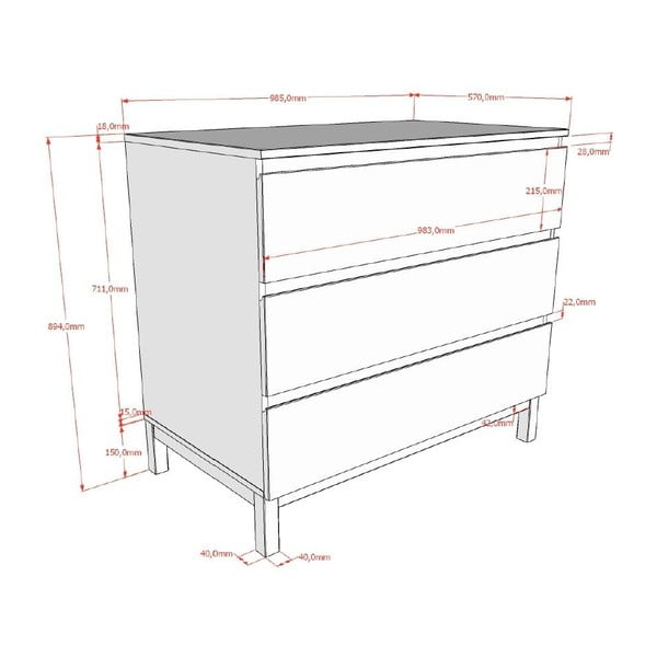 Balta bērnu kumode 99x89x57 cm Eva – Vipack-image-2