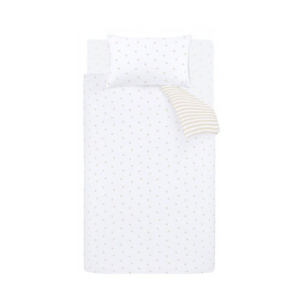 Balta/bēša vienguļamā kokvilnas bērnu gultas veļa 135x200 cm Mini Star & Stripes – Bianca