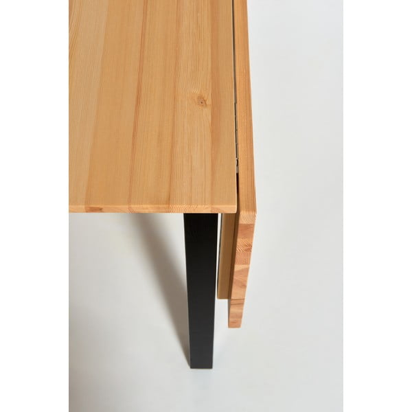 Saliekamais ēdamgalds no priedes koka ar melnu konstrukciju Bonami Essentials Brisbane, 120 (200) x 70 cm-image-3