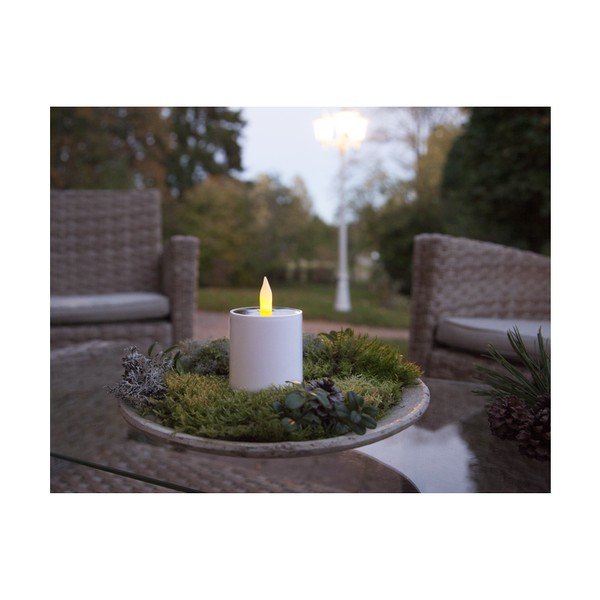 Balta āra plastmasas LED svece ar saules baterijām Star Trading Saul, augstums 7,3 cm-image-3