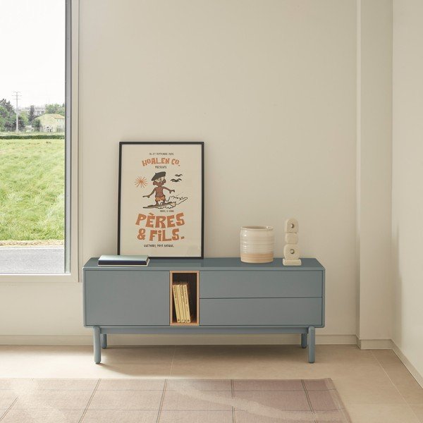 Zils/pelēks TV galdiņš 140x56 cm Corvo – Teulat-image-1