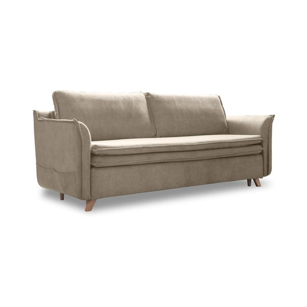 Bēšs samta salokāms dīvāns 225 cm Charming Charlie – Miuform