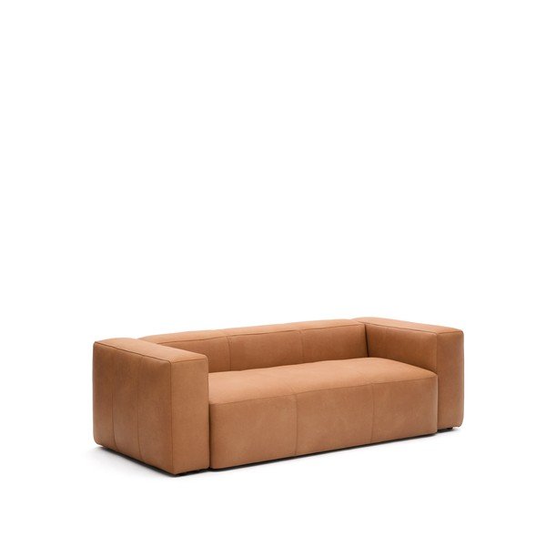 Brūns ādas dīvāns 240 cm Blok – Kave Home-image-2