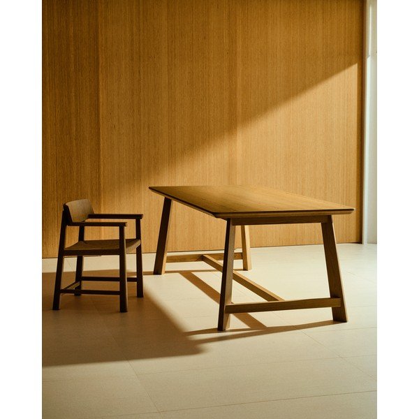 Ēdamgalds ar ozolkoka imitācijas galda virsmu 100x220 cm Idun – Kave Home-image-1