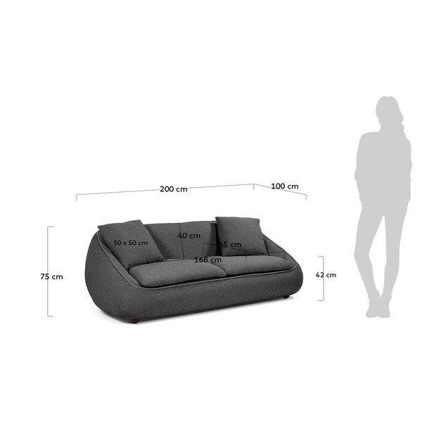 Tumši pelēks dīvāns Kave Home Safira, 220 cm-image-4