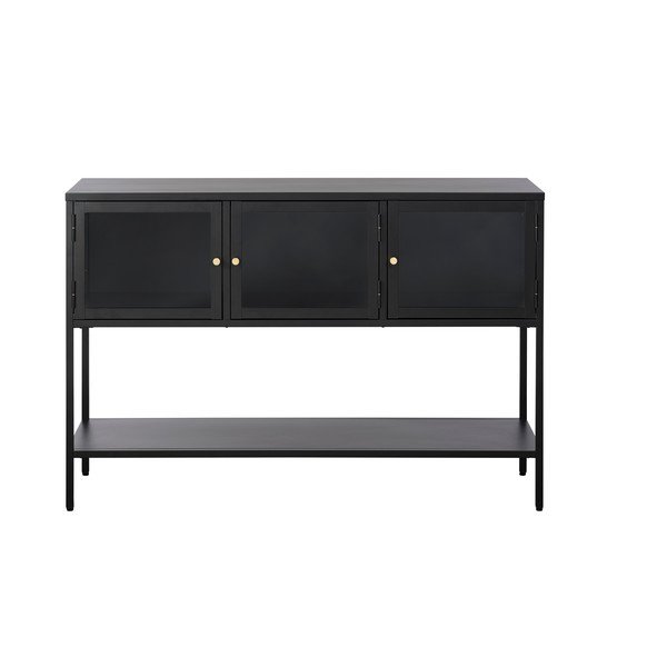 Melna metāla vitrīna 132x88 cm Carmel – Unique Furniture-image-3