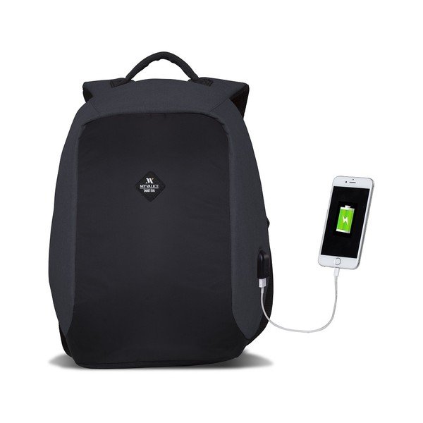 Tumši pelēka/melna mugursoma ar USB portu My Valice SECRET Smart Bag-image-4