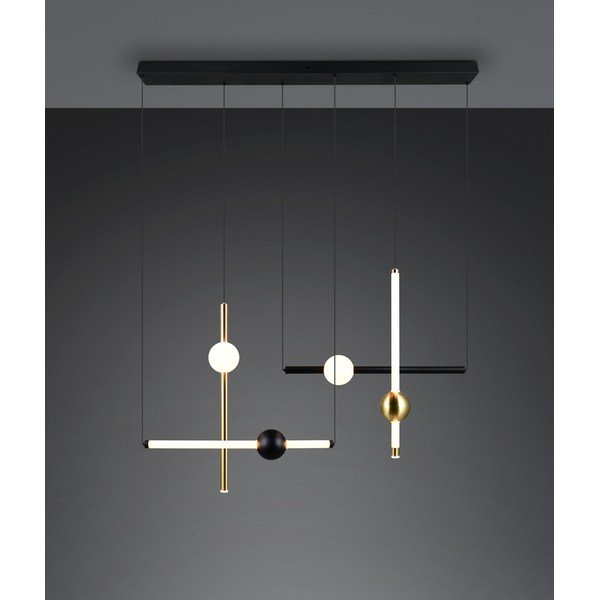 Melna/zelta krāsas LED piekaramā lampa ar regulējamu spilgtumu Melita – Trio-image-2