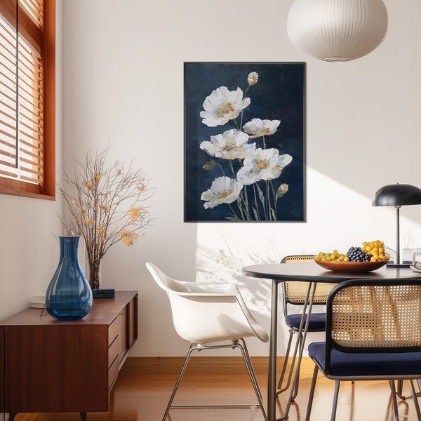 Drukāta glezna ar rāmi 60x80 cm White Poppies – Styler-image-1