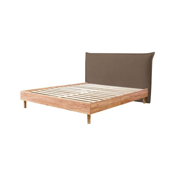 Brūna/dabīga toņa divvietīga gulta ar redelēm 160x200 cm Charlie – Bobochic Paris