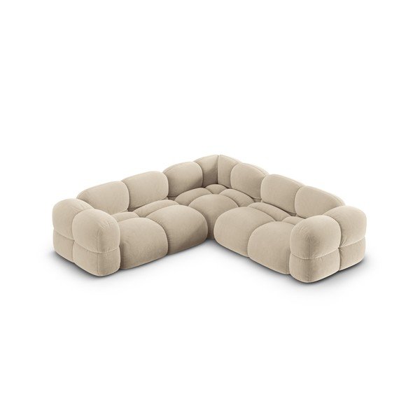 Bēšs samta stūra dīvāns Loretto – Cosmopolitan Design-image-3