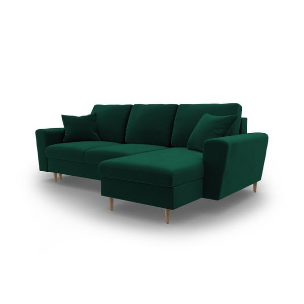 Zaļš samta salokāms stūra dīvāns ar uzglabāšanas vietu Kyoto – Cosmopolitan Design-image-4