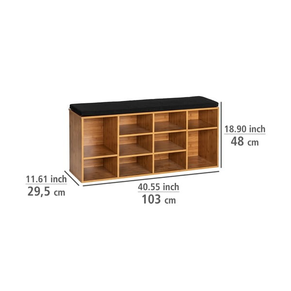 Dabīga toņa apavu plaukts ar eksotiskā koka imitāciju ar soliņu Loft – Wenko-image-4