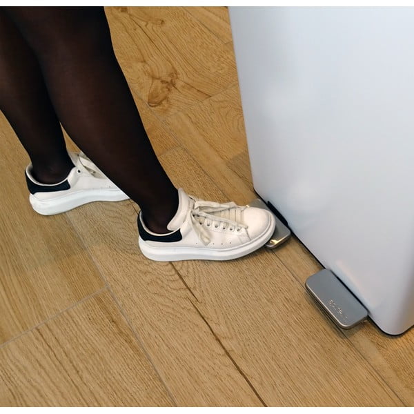 Matēti balta atkritumu šķirošanas tērauda atkritumu tvertne ar pedāli 2x20 l   Aliya – Spirella-image-2