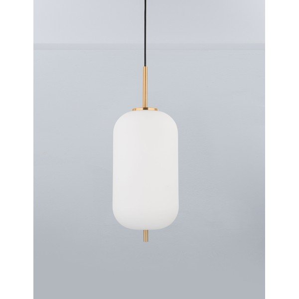 Balta/misiņa krāsas stikla piekaramā lampa ø 22 cm Lato – Nova Luce-image-1