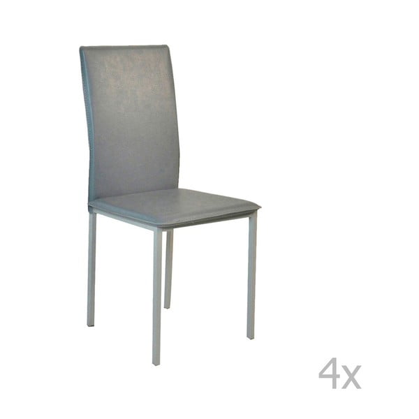 4 pelēku ēdamistabas krēslu komplekts ar eko ādas polsterējumu Evergreen House Villy