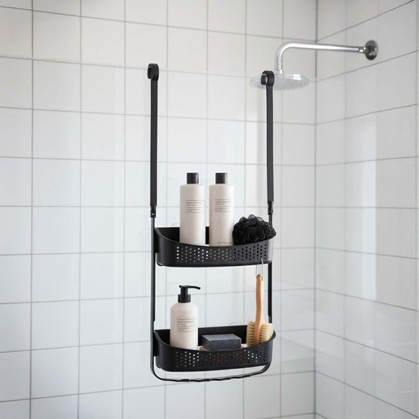 Matēti melns plastmasas piekarināms vannas istabas plaukts Vesper – douceur d'intérieur-image-2