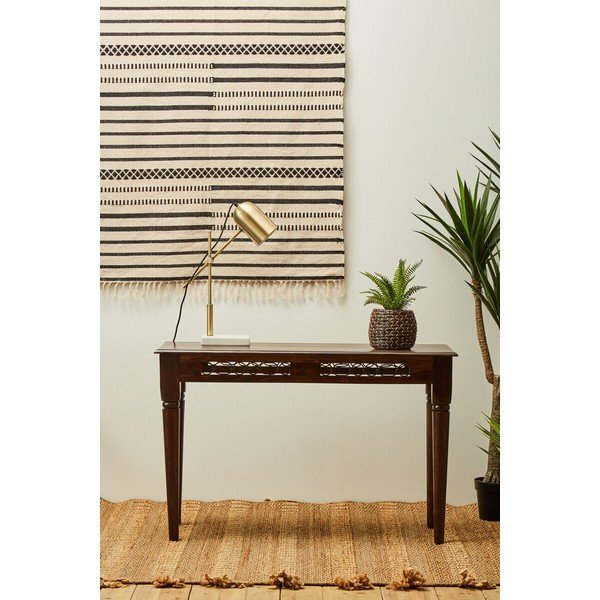 Tumša dabīga toņa rožkoka masīvskoka konsoles galds 45x120 cm Srina – Premier Housewares-image-2