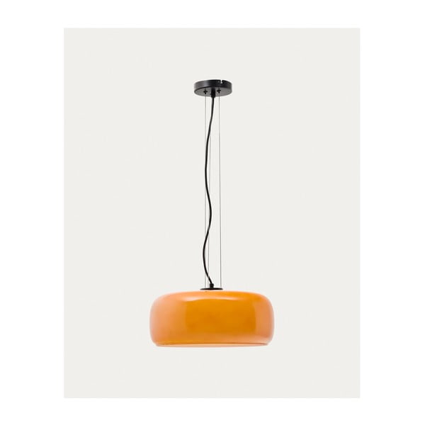 Oranža LED piekaramā lampa ar stikla abažūru ø 38 cm Reig – Kave Home-image-3