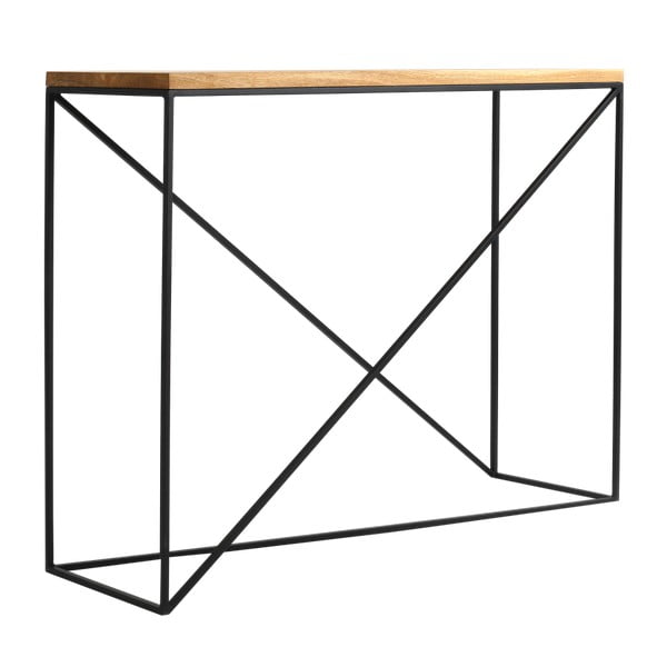 Konsoles galds ar melnu konstrukciju un masīvkoka virsmu Custom Form Memo, garums 100 cm