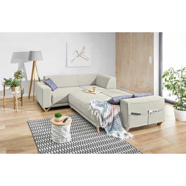 Bēšs salokāms/ar uzglabāšanas vietu stūra dīvāns (ar kreiso stūri/L veida) Classy Sophie – Miuform-image-4