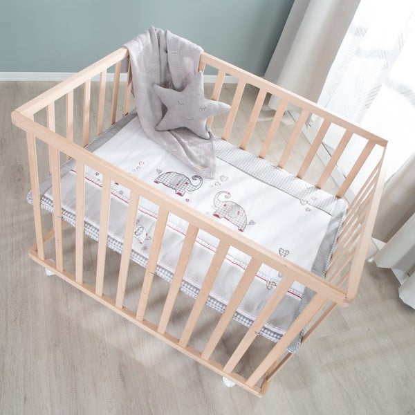 Dabīga toņa bērnu sētiņa ar riteņiem 100x75 cm Jumbo Twins – Roba-image-2