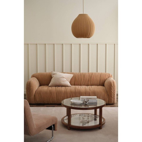 Pelēkbēšs dīvāns no šenila auduma 221 cm Elvisa – Ellos Home-image-1