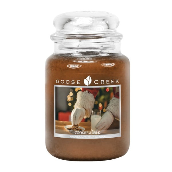 Aromatizēta svece stikla burciņā Goose Creek Cookies and Milk, deg 150 stundas.