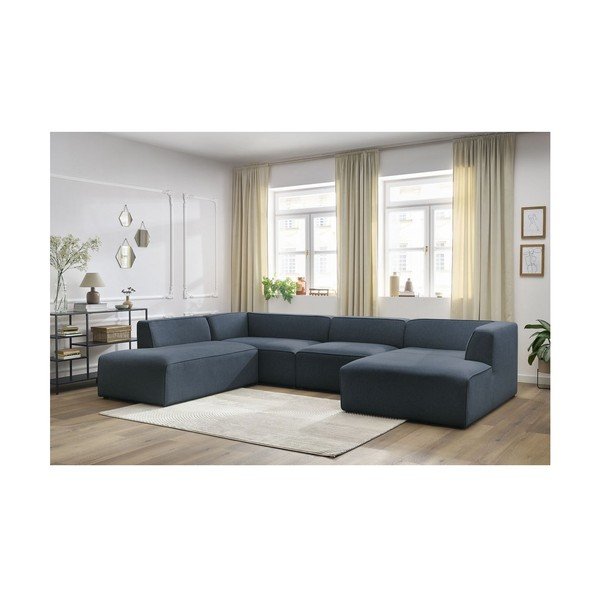 Tumši zils modulārais stūra dīvāns (ar kreiso stūri/U veida) Megeve – Bobochic Paris-image-1