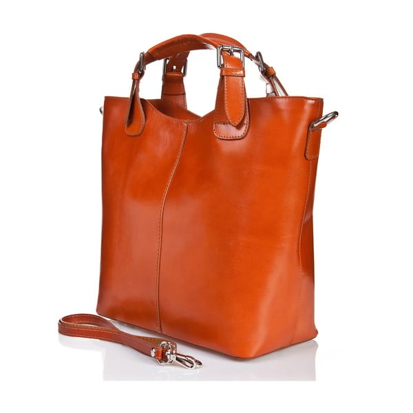 Konjaka brūna ādas rokassomiņa Massimo Castelli Valeria-image-2