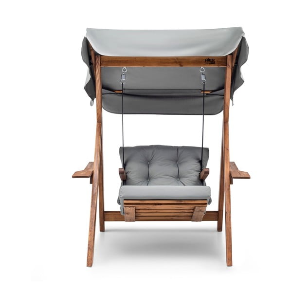 Pelēka/dabīga toņa masīvkoka dārza šūpoles Galata – Floriane Garden-image-2