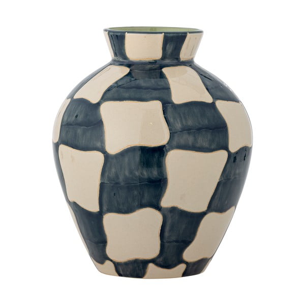 Zila/krēmkrāsas stikla ar rokām apgleznota vāze (augstums 24 cm) Check – Bloomingville