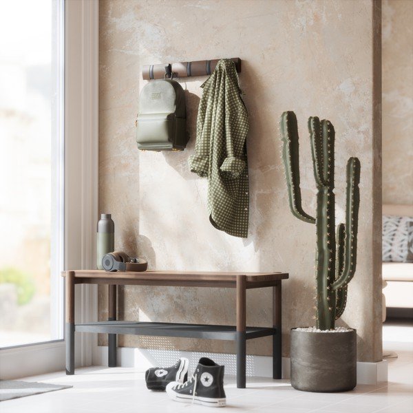 Tumši brūns papeles masīvkoka sienas pakaramais Flip – Umbra-image-1