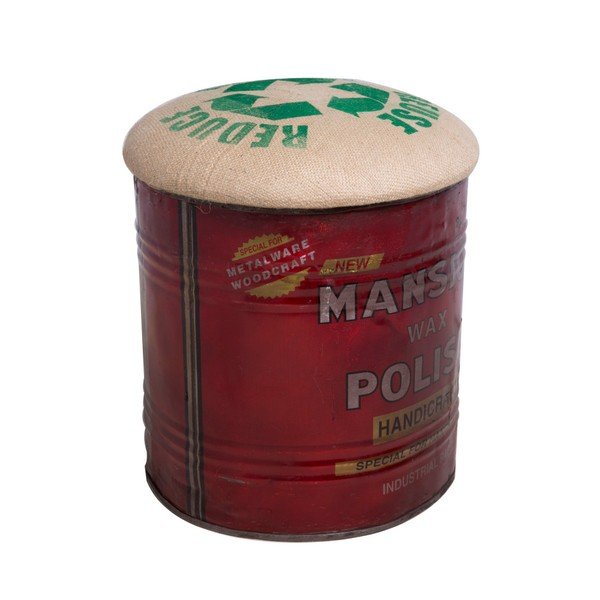 Sarkans pufs ar zaļiem uzrakstiem Mauro Ferretti Handicraft-image-1