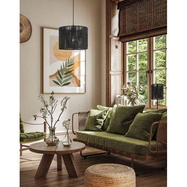 Melna galda lampa ar austu niedru abažūru (augstums 48 cm) Foresto – GTV-image-3