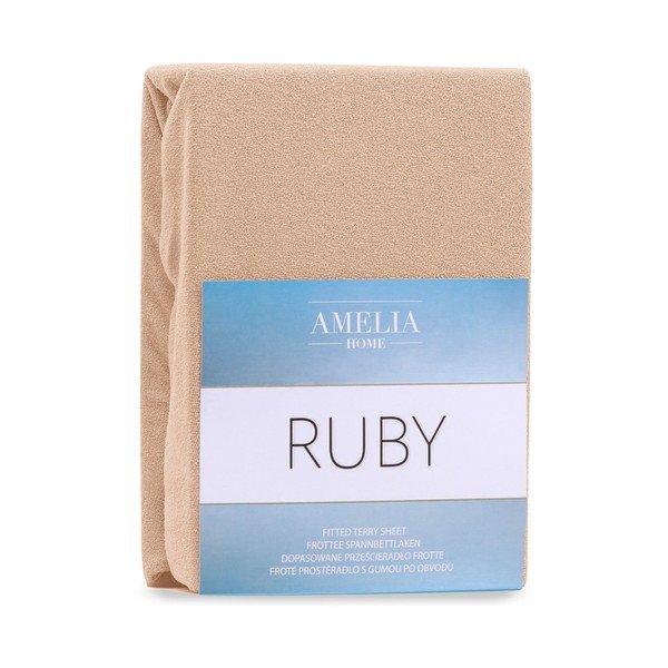 Gaiši brūns frotē palags ar gumiju 200x200 cm Ruby – AmeliaHome-image-2